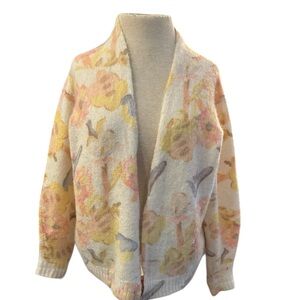Bartolini Made in Italy Cream Floral Cardigan Sweater Soft Cottage Core Spring